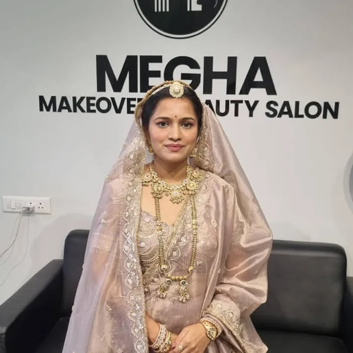 Bridal makeover client photo at Megha Makeover & Beauty Salon, Jagatpur, Ahmedabad