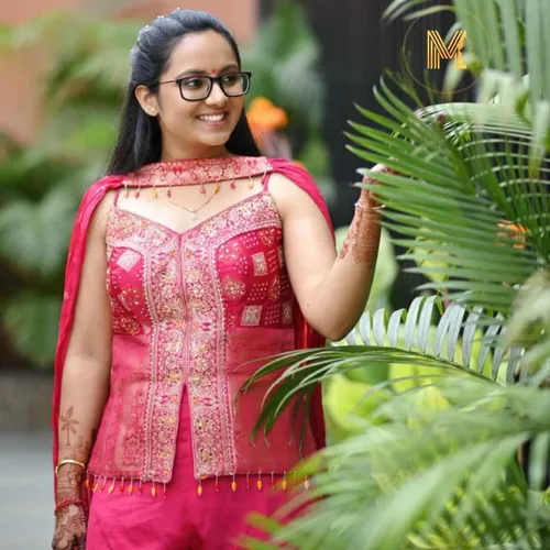 Sangeet function makeup look in pink outfit, Megha Makeover & Beauty Salon, Ahmedabad