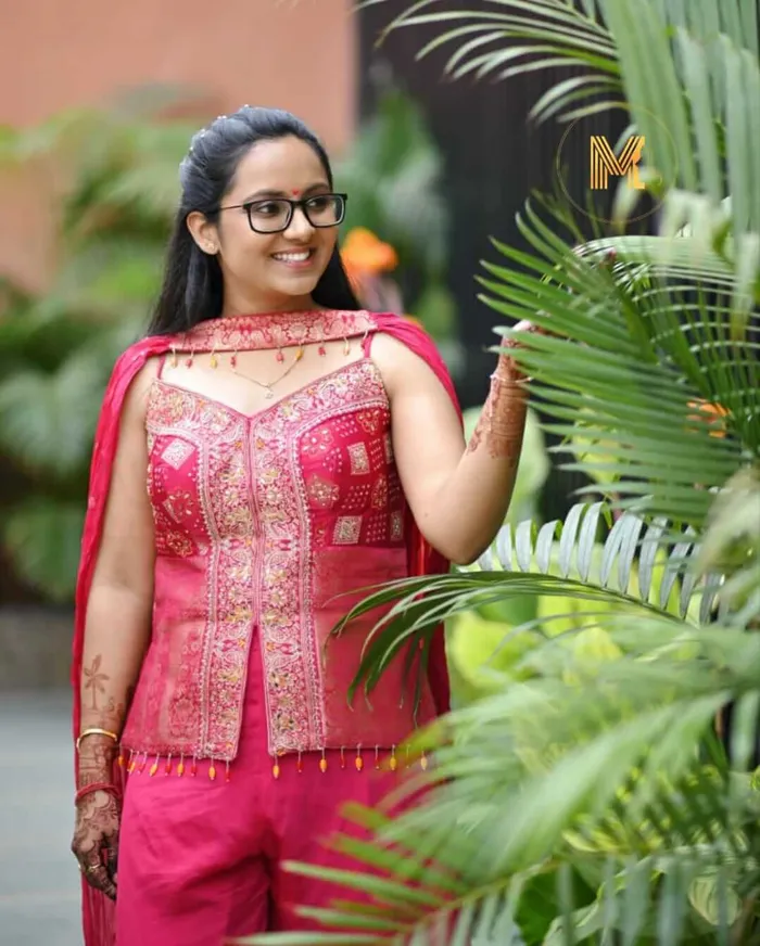 Sangeet function makeup look in pink outfit, Megha Makeover & Beauty Salon, Ahmedabad